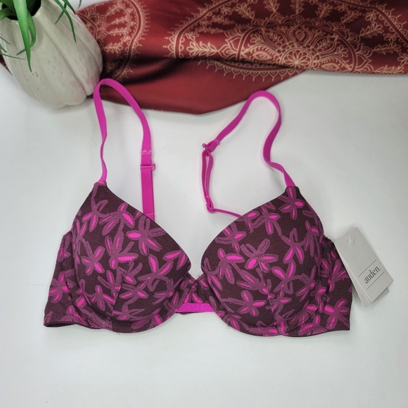 Auden Other - Auden Bra The Everyday Lightly Lined Demi Pink Floral Size 32B NWT